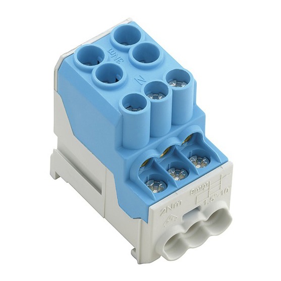 Potentialverteilerklemme mit Schraubanschluss - Blau - 25 mm², 101 A, 1000 V - 8 Anschlüsse, 1 Etage - TS 35, V-0, Wemid