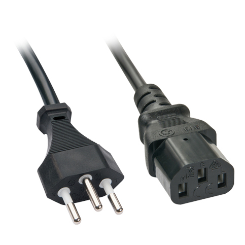 Lindy C13-Koppler Stromkabel 3 m - Schwarz - Netzstecker Schweiz
