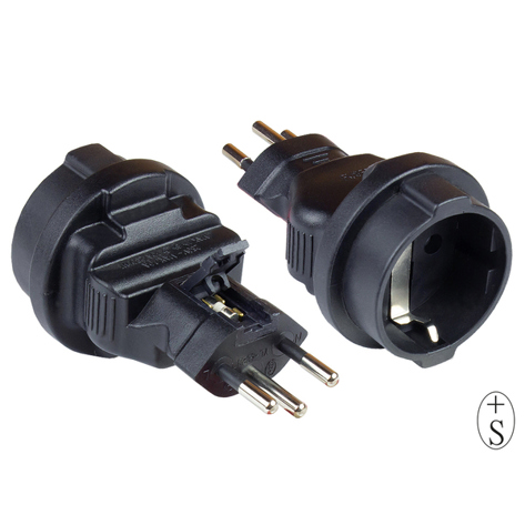 Kabelmeister® Stromadapter Schweiz – Netzstecker SEV1011 (Gerade) für Schutzkontakt-Buchse Typ F – Schwarz