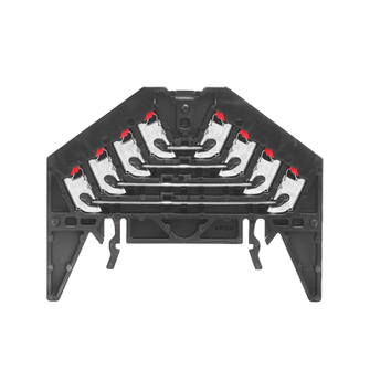 Rangierverteilerklemme PUSH IN - Schwarz - 1,5 mm² - 10 A - 250 V - 16 Anschlüsse - 4 Etagen - TS 35 x 15 - V-0 - PC