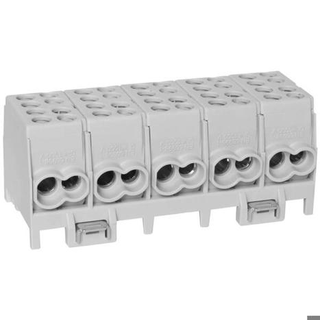 Hauptleitungs-Abzweigklemme – 5-polig – Grau – 2 Eingänge (25 mm²) & 2 Ausgänge (16 mm²) für AL/CU-Leiter
