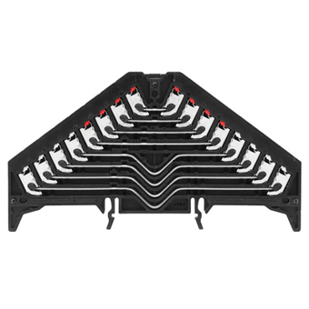 Rangierverteilerklemme PUSH IN schwarz - 1,5 mm² - 8 A - 250 V - 32 Anschlüsse - 8 Etagen - TS 35 x 7,5 - V-0 - PC