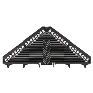 Rangierverteilerklemme PUSH IN - Schwarz - 1,5 mm² - 6 A - 250 V - 64 Anschlüsse - 16 Etagen - TS 35 x 7,5 - V-0 - PC
