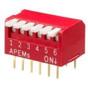 APEM DIP-Kippschalter Piano 6-stellig 1-polig - Ein/Ausschalter aus Phosphorbronze, 25 mA, bis +70°C