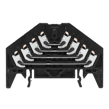 Rangierverteilerklemme PUSH IN - Schwarz - 1.5 mm² - 10 A - 250 V - 16 Anschlüsse - 4 Etagen - TS 35 x 15 - V-0 - PC