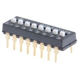 TE Connectivity 8-stelliger THT DIP-Schalter - Verlängerter Schiebeschalter 1-poliger Ein-/Ausschalter aus Kupferlegierung