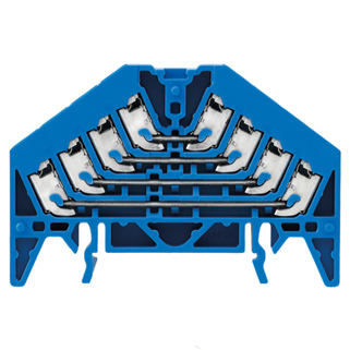 Rangierverteilerklemme PUSH IN - Blau - 1,5 mm² - 10 A - 250 V - 16 Anschlüsse - 4 Etagen - TS 35 x 7,5 - V-0 - PC