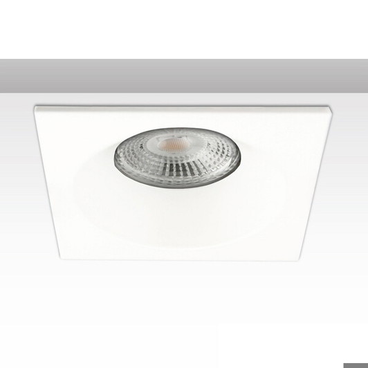 Einbaurahmen für GU10/MR16 - Rückversetzt, IP54, Eckig, 8.5x8.5cm, mit Glaslinse, Weiß (ohne Leuchtmittel)
