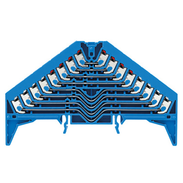 Rangierverteilerklemme PUSH IN - Blau - 1.5 mm² - 8 A - 250 V - 32 Anschlüsse - 8 Etagen - TS 35 x 15 - V-0 - PC