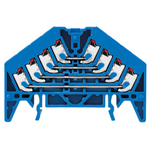 Rangierverteilerklemme PUSH IN - Blau - 1.5 mm² - 10 A - 250 V - 16 Anschlüsse - 4 Etagen - TS 35 x 7.5 - V-0 - PC