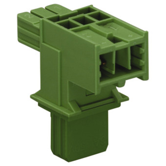 WAGO Leuchtensteckverbinder - Buchse/Stecker Verteilerblock - 2 Kontakte, 2 Ausgänge, 3A, Grün