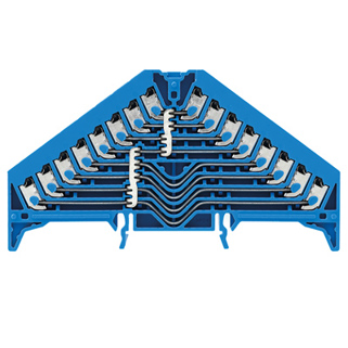 PUSH IN Potentialverteilerklemme, blau, 1.5 mm², 17.5 A, 250 V, 32 Anschlüsse, 8 Etagen, TS 35 x 7.5, V-0, Polycarbonat