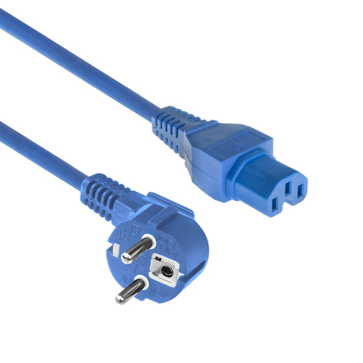 ACT CEE 7/7 Abgewinkelter Netzstecker - C15 Blau, 1.5 m