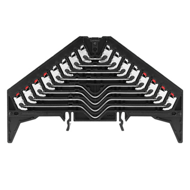 PUSH IN Rangierverteilerklemme - Schwarz - 1,5 mm² - 8 A - 250 V - 32 Anschlüsse - 8 Etagen - TS 35 x 15 - V-0 - PC